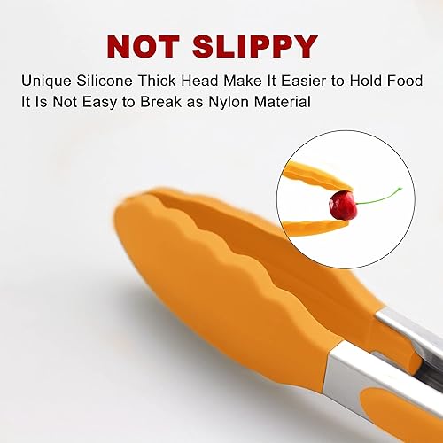 Miniatura 7 de Aqua Sky - Paquete de 4 pinzas de cocina Aqua Sky, de silicona de alta calidad, sin BPA, antiadherentes, acero inoxidable, para cocinar a la