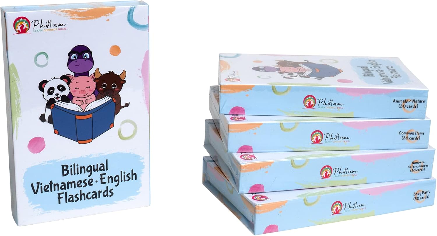 Bilingual Vietnamese English Cards, Flashcards, Bilingual Cards, Vietnamese Cards, Educational, Toddler Cards (Full Set (5 Topics))