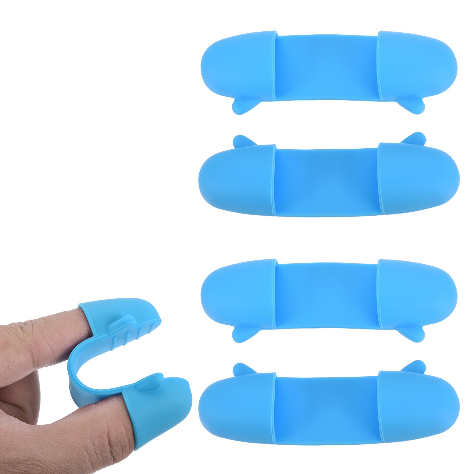 uxcell 2 Sets Mini Oven Mitts Gloves, 3.5x1x0.6 Inch Small Cute Silicone Mitts Gloves Pinch Grips Pot Holders for Kitchen Cooking Baking Grilling, Blue