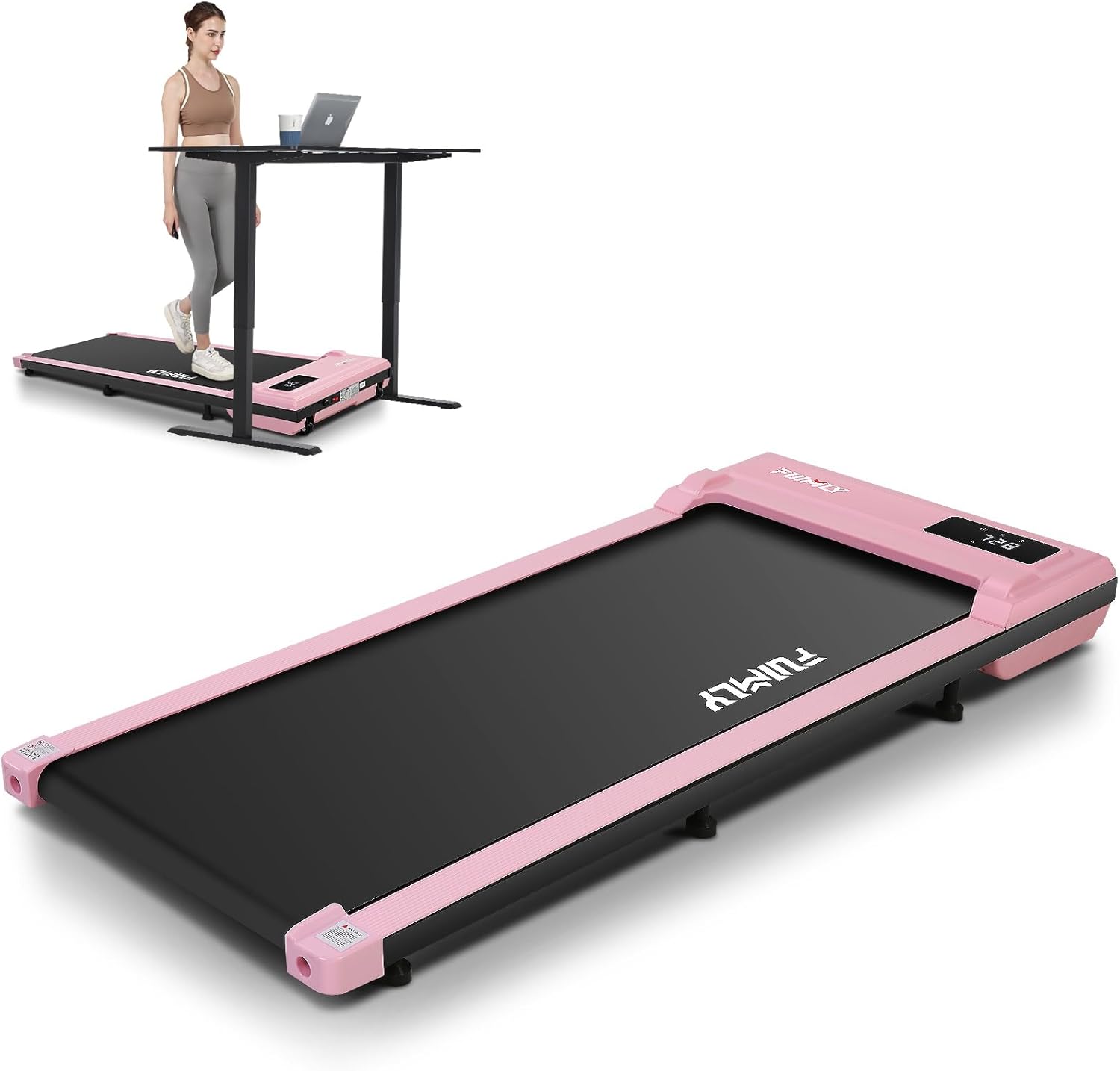 FUNMILY Walking Pad Treadmill with Incline, Portable Under Desk Treadmills for Home 300 lbs Weight Capacity, 2.5HP Quiet Electric Jogging Running Machine with Remote Control and LED Display