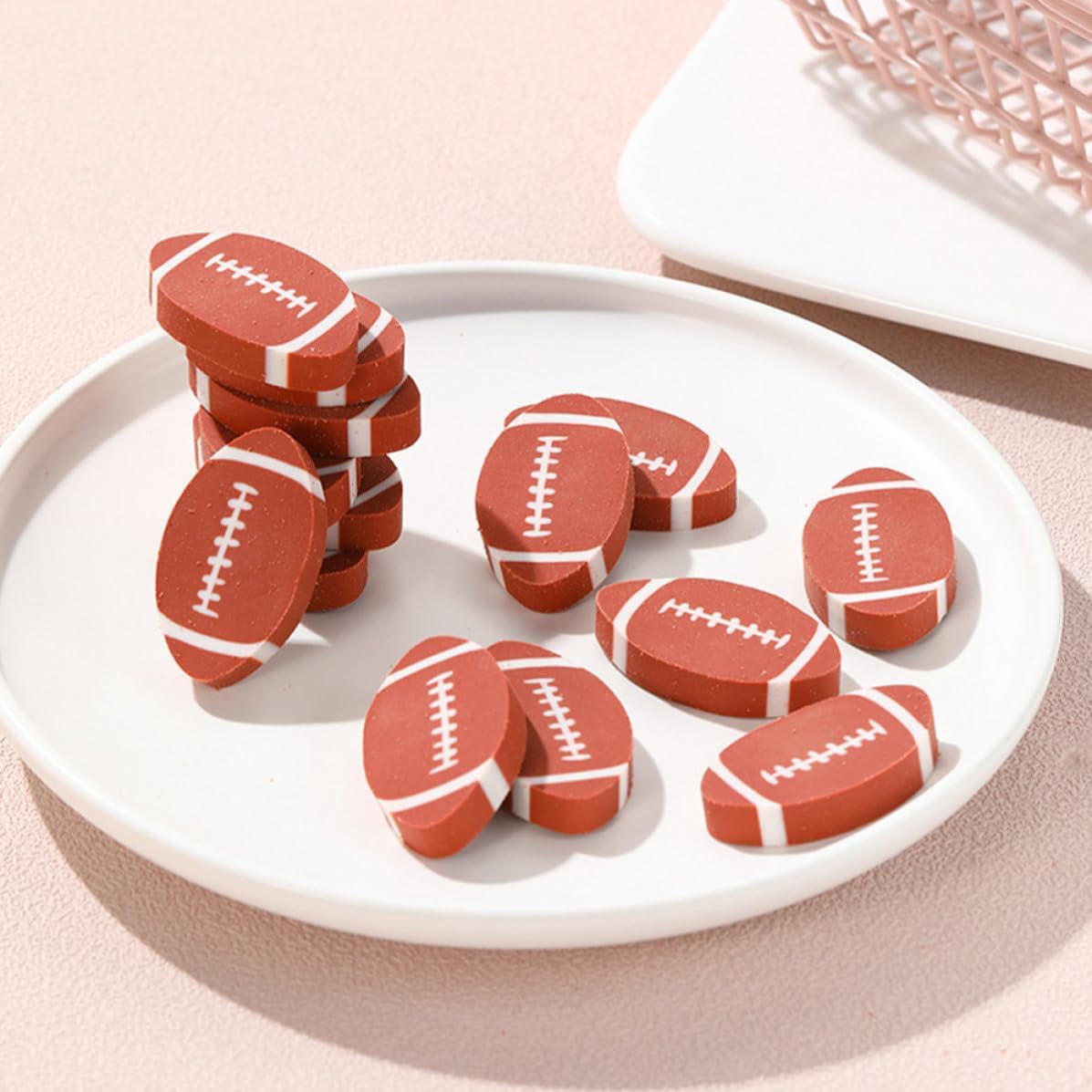 100pcs Rugby Eraser TPR Brown Creative Pencil for Drawing Writing
