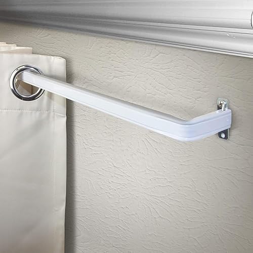 Miniatura 3 de Barra individual resistente, barra de cortina con costura de bloqueo de 28 a 48 pulgadas de ancho ajustable, proyección de 2 12 pulgadas, accesorios