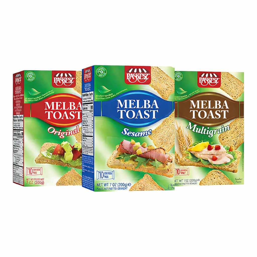 Only Kosher Candy Melba Toast Snack Crackers, Variety Combo (Pack of 3)