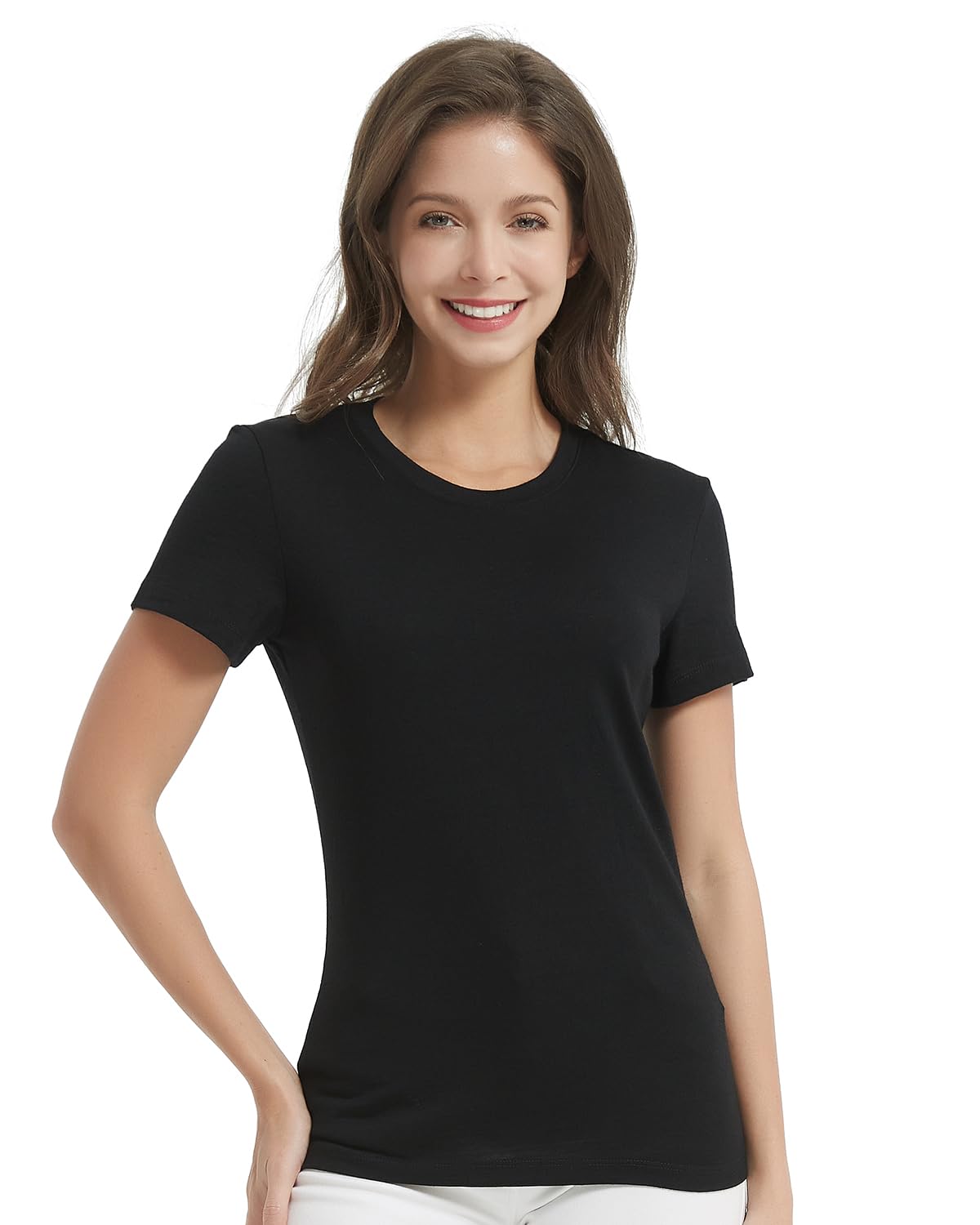 MERIGREENY Women's 100% Merino Wool T Shirts, Lightweight Base Layer, Anti-Odor Athletic Casual Tops for Running Hiking Gym