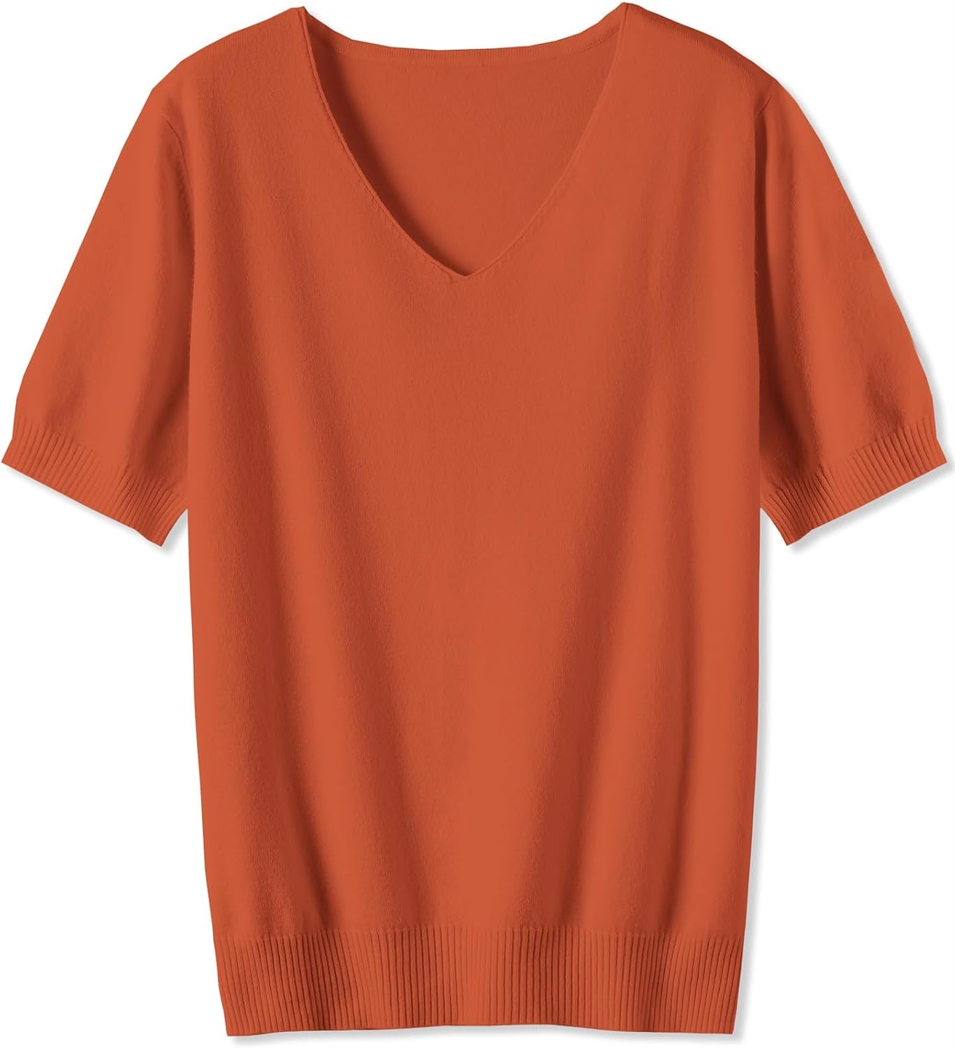 DAIMIDY Women’s Short Sleeves Sweaters, V Neck Soft Pullover Top