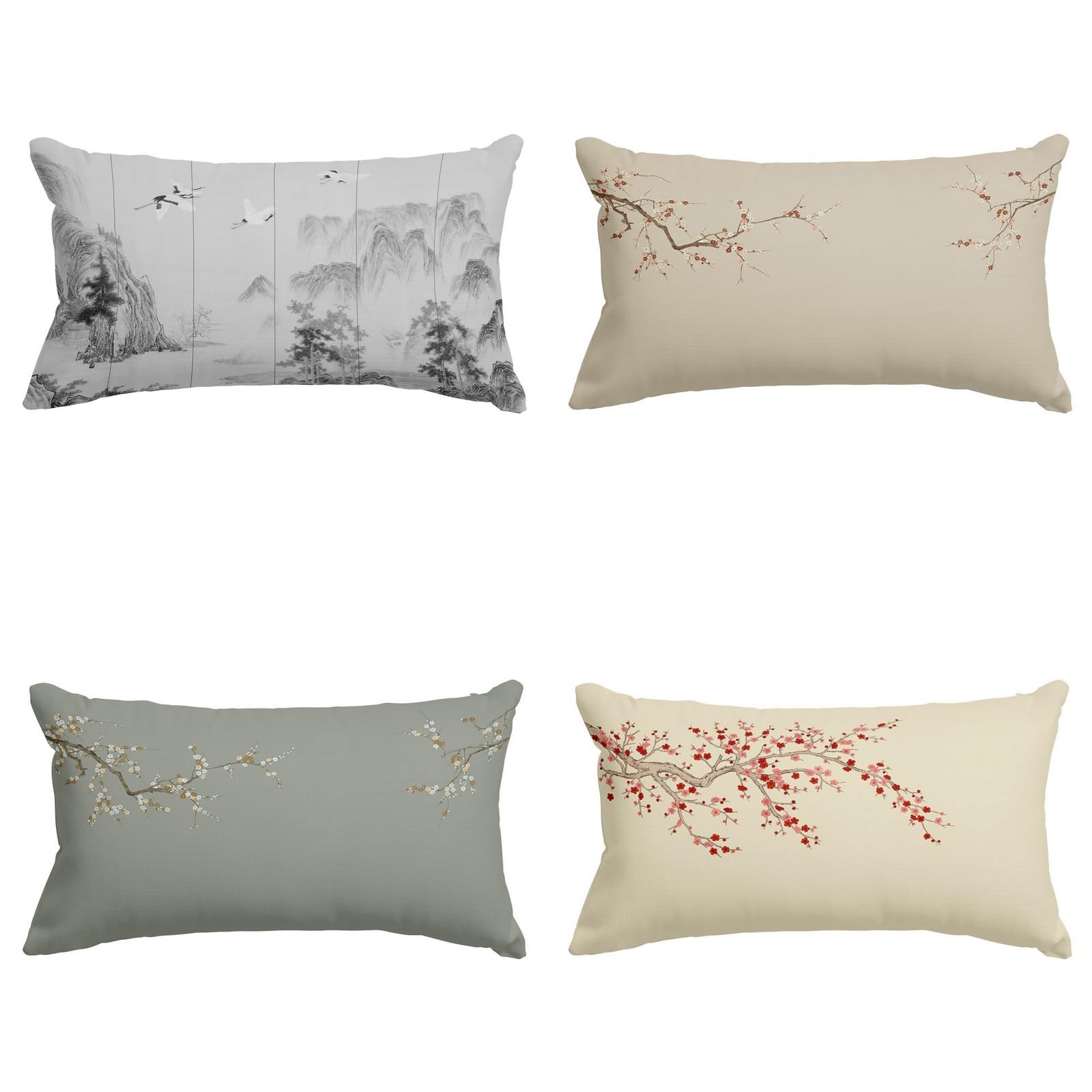 Taie d'oreiller exterieur impermeable motif Feng Shui pour salon