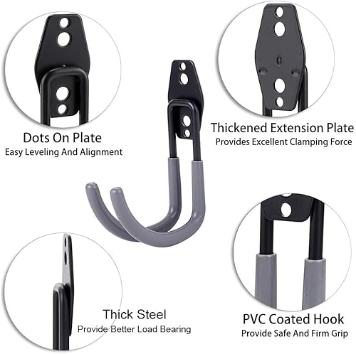 Miniatura 3 de JUXYES Paquete de 2 soportes para manguera de jardín montado en la pared, organizador de almacenamiento de manguera de agua resistente, soporte para