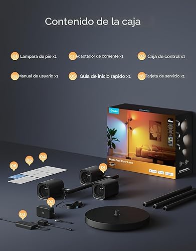 Miniatura 9 de Govee Lámpara de pie de árbol compatible con materia, 3 luces giratorias con tecnología LuminBlend, lámpara de pie con 64 escenas dinámicas,