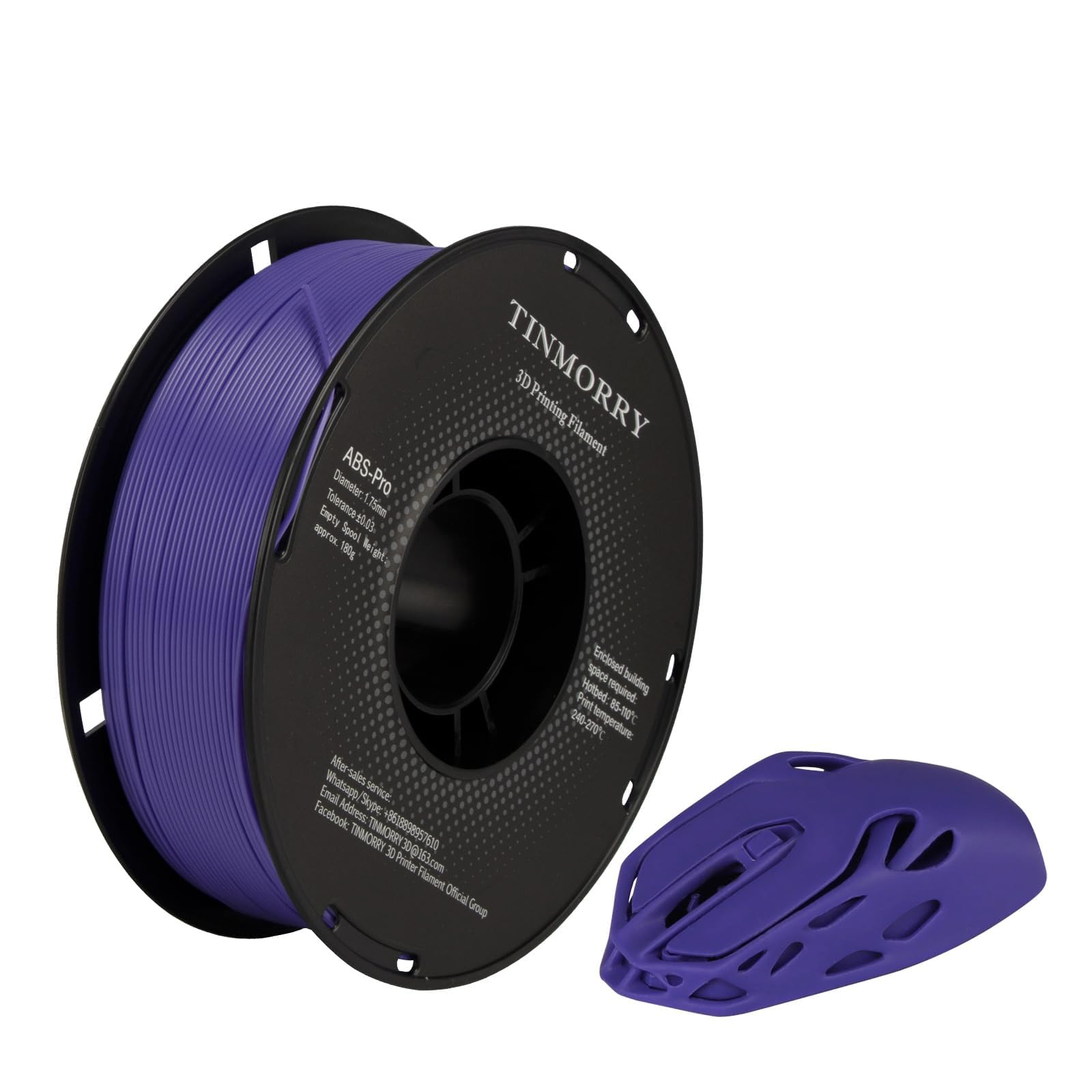 TINMORRY ABS Filament 1.75mm, ABS (Pro) 3D Drucker Filament 1KG, gute Hitzebeständigkeit, stark & haltbar, Maßgenauigkeit ±0.03mm, Violett