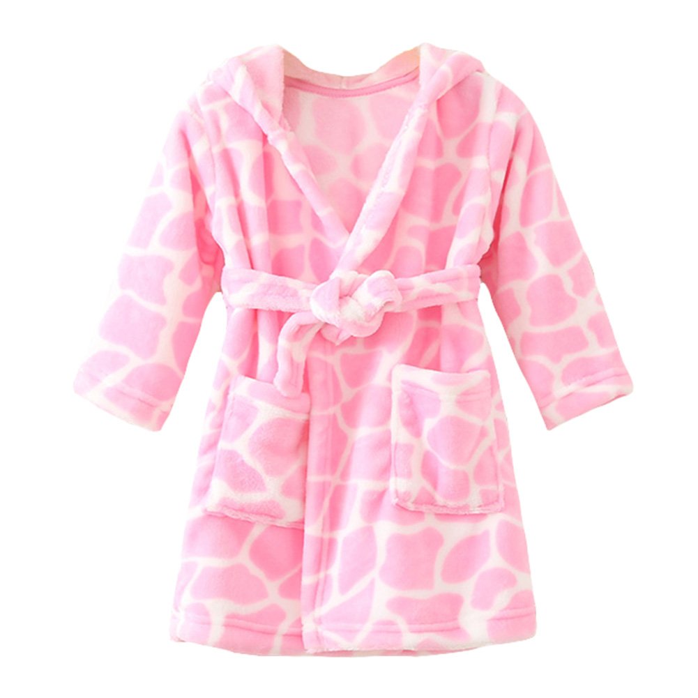 YOLIA Boys Girls Robes Kids Hooded Sleepwear Soft Fleece Bathrobes Cute Housecoat Gowns