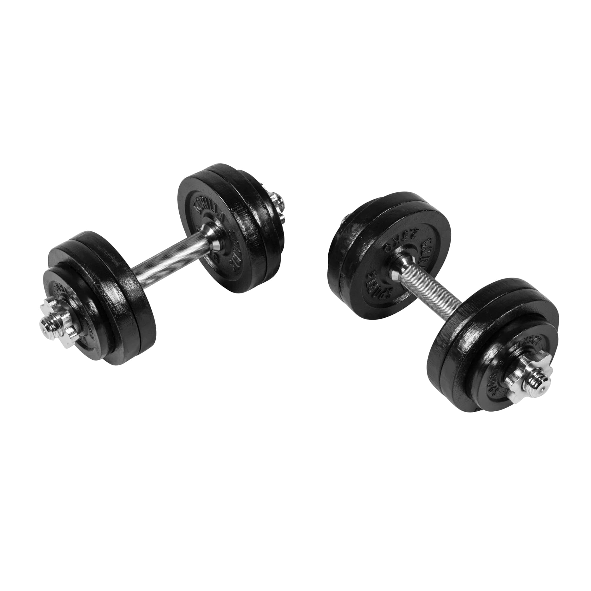 GORILLA SPORTS® Kurzhantelset 30 kg, 2er Set, 12 Hantelscheiben, Gusseisen | Mit 2 Kurzhantelstangen, 4 Sternverschlüssen und 30 mm Lochdurchmesser; rutschfest, gerändelt, Kurzhanteln, Kurzhantel Set