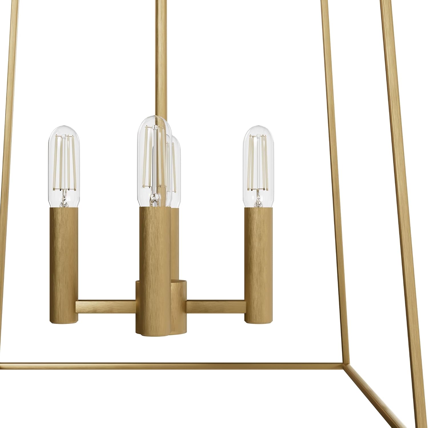 Hunter - Fair Oaks 4-Light Luxe Gold, Medium Size Pendant Light, Dimmable, Formal Style, Lantern Shaped, for Bedrooms, Kitchens, Dining, Living Rooms - 13096