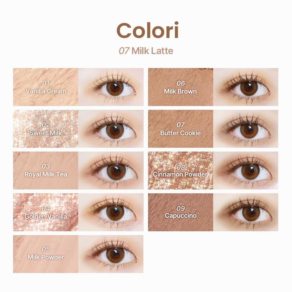 dasique Palette di ombretti n. 07 Milk Latte l Cruelty-Free l 9 tonalità sfumabili con finiture lisce, opache e brillanti con splendide perle