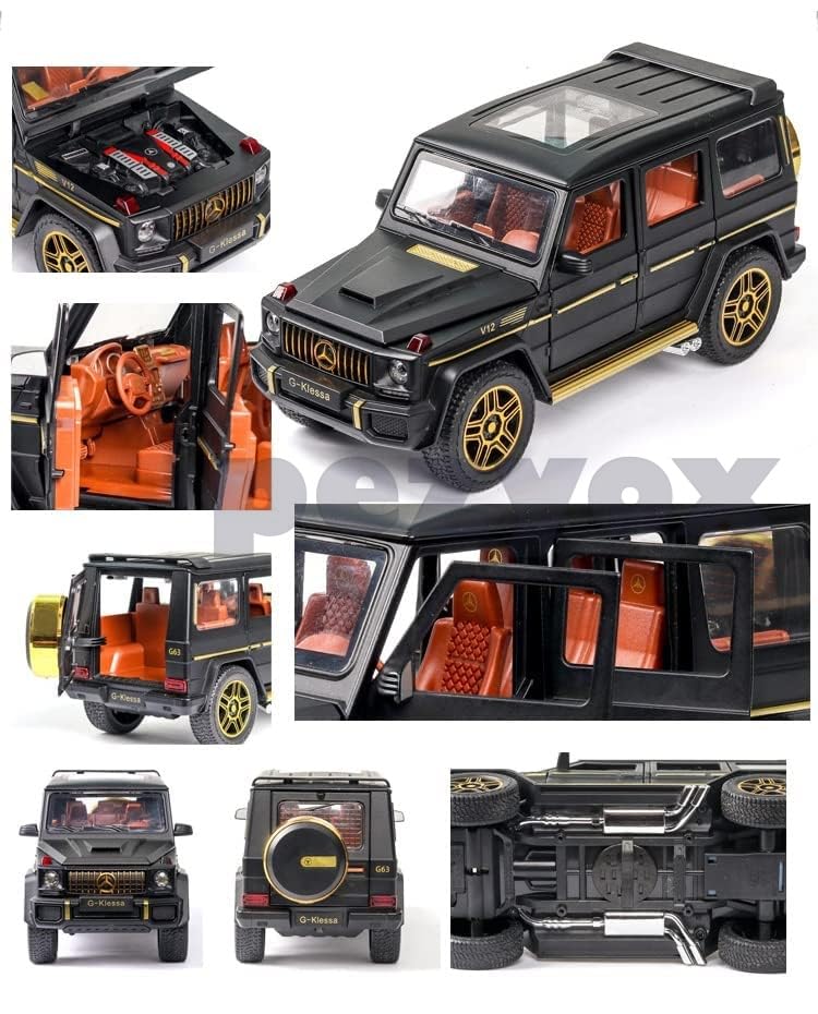 Image of Alloy Metal Car 1:24 AMG G63 G-Klessa Diecast Pullback Toy car with Openable Doors & Light, Music Boys Gifts Toys for Kids (Black)