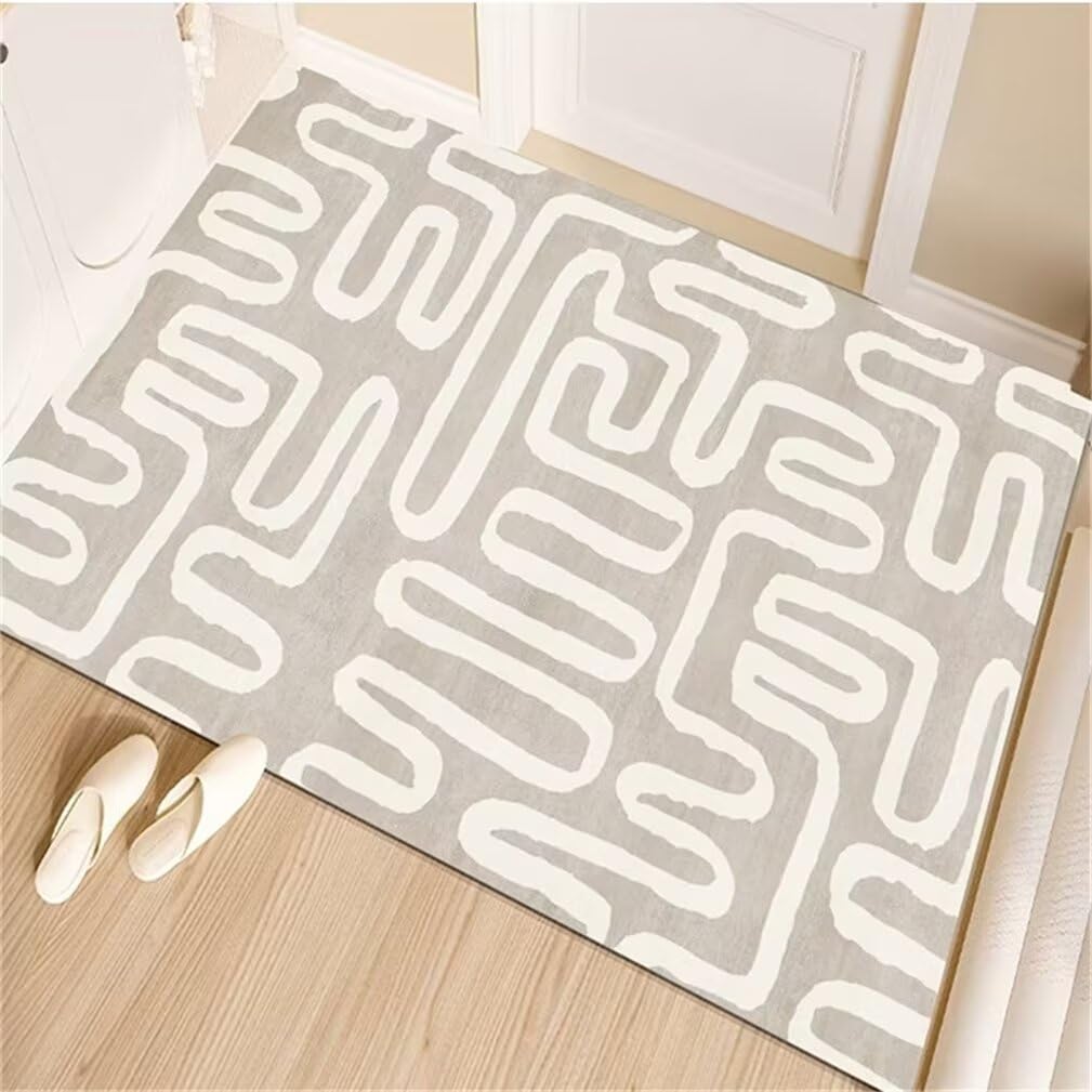 Tapis de chambre garçon gris 120x160cm moderne rayé pour couloir et salon