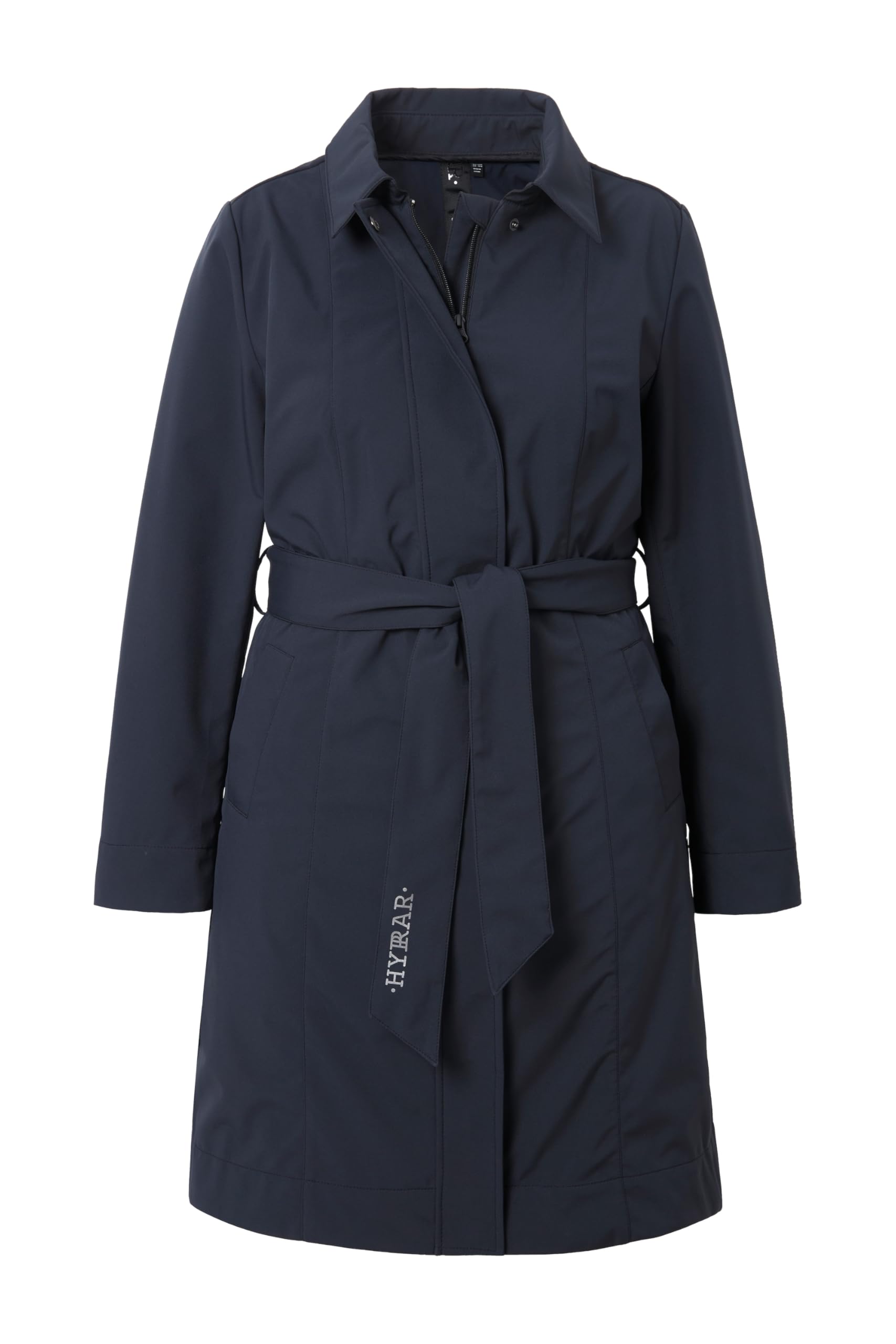 Ulla Popken Hyprar damski trencz softshell, wodoodporny, płaszcz na pasek, morski, 54-56