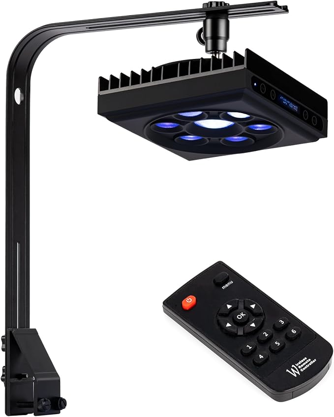 Aquarium Light-60 Watts Reef Light High Penetration Wide Coverage Sunrise Sunset Moonlight Saltwater Lights for Coral with Master Slave Group Control & Timer & Screen (Small, Watts, 60)