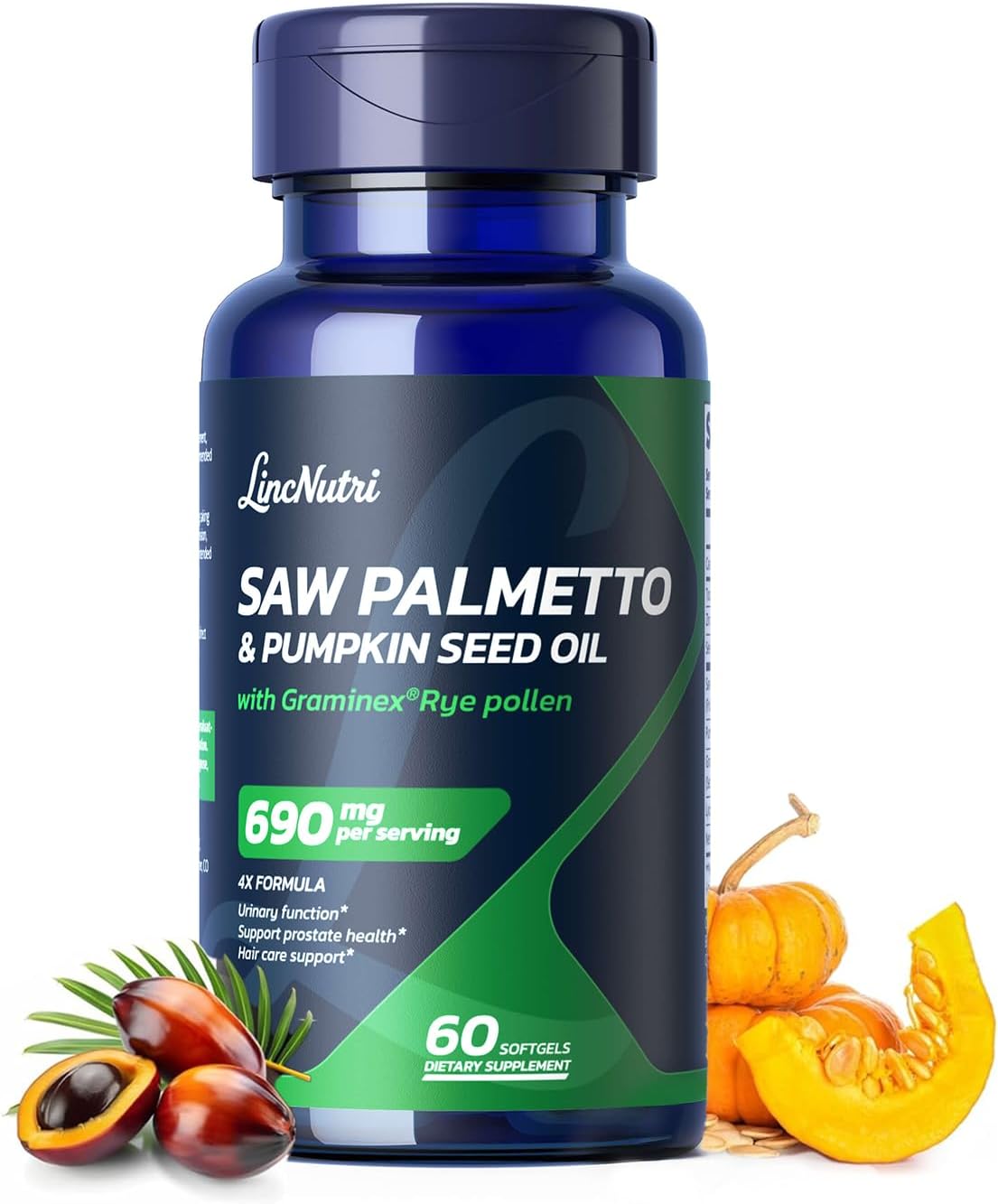 Saw Palmetto for Men Prostate Health Supplement, Medicinal Grade - Pumpkin Seed Oil - Graminex - Nettle Supports Urinary Function & Hair Loss Prevention, DHT Blocker