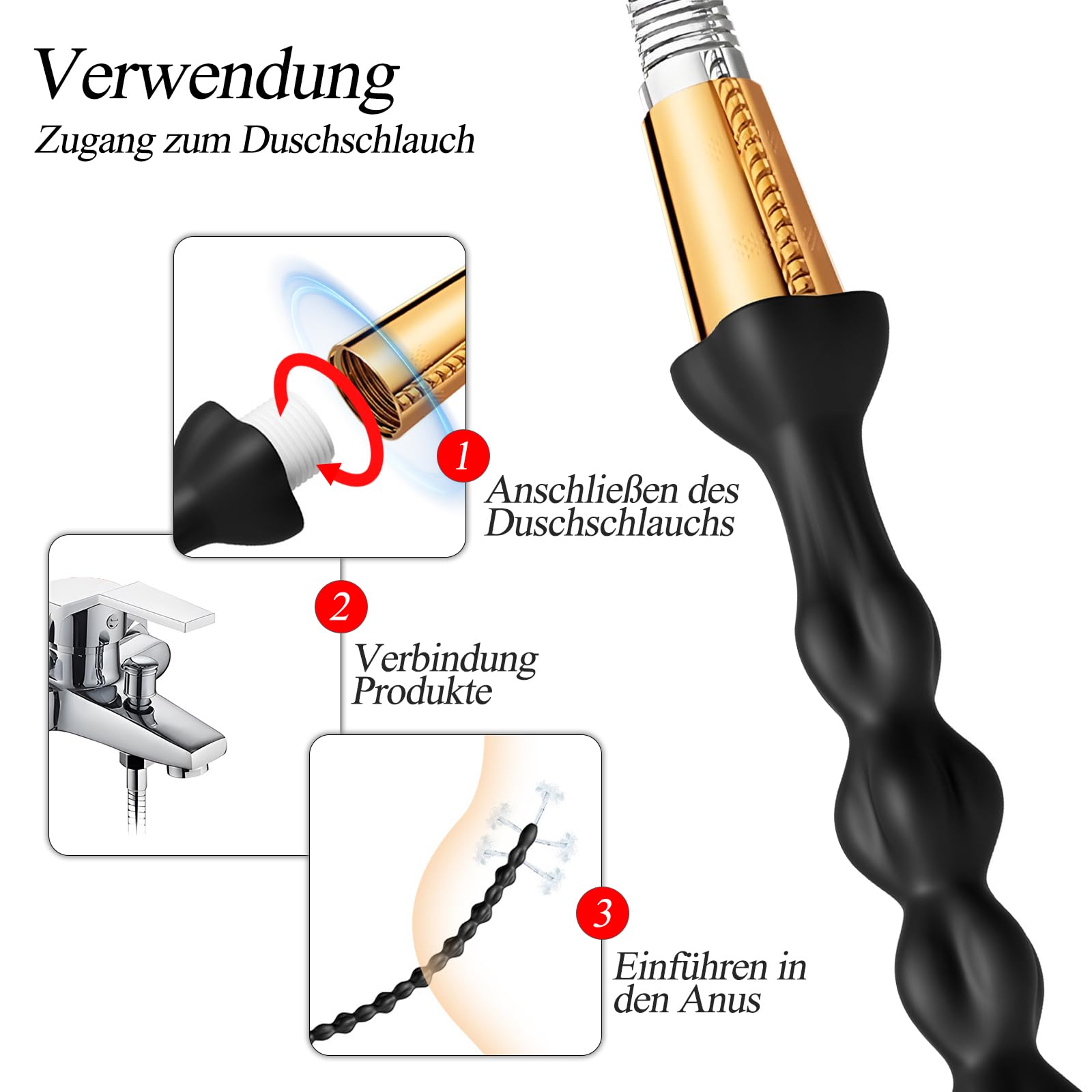 BDSMYEE Douche Anale en Silicone de 51 CM Lavement Anal Perles Nettoyage Intestinal Intime Douche Enema Jouets Sexuels SM pour Femmes Hommes