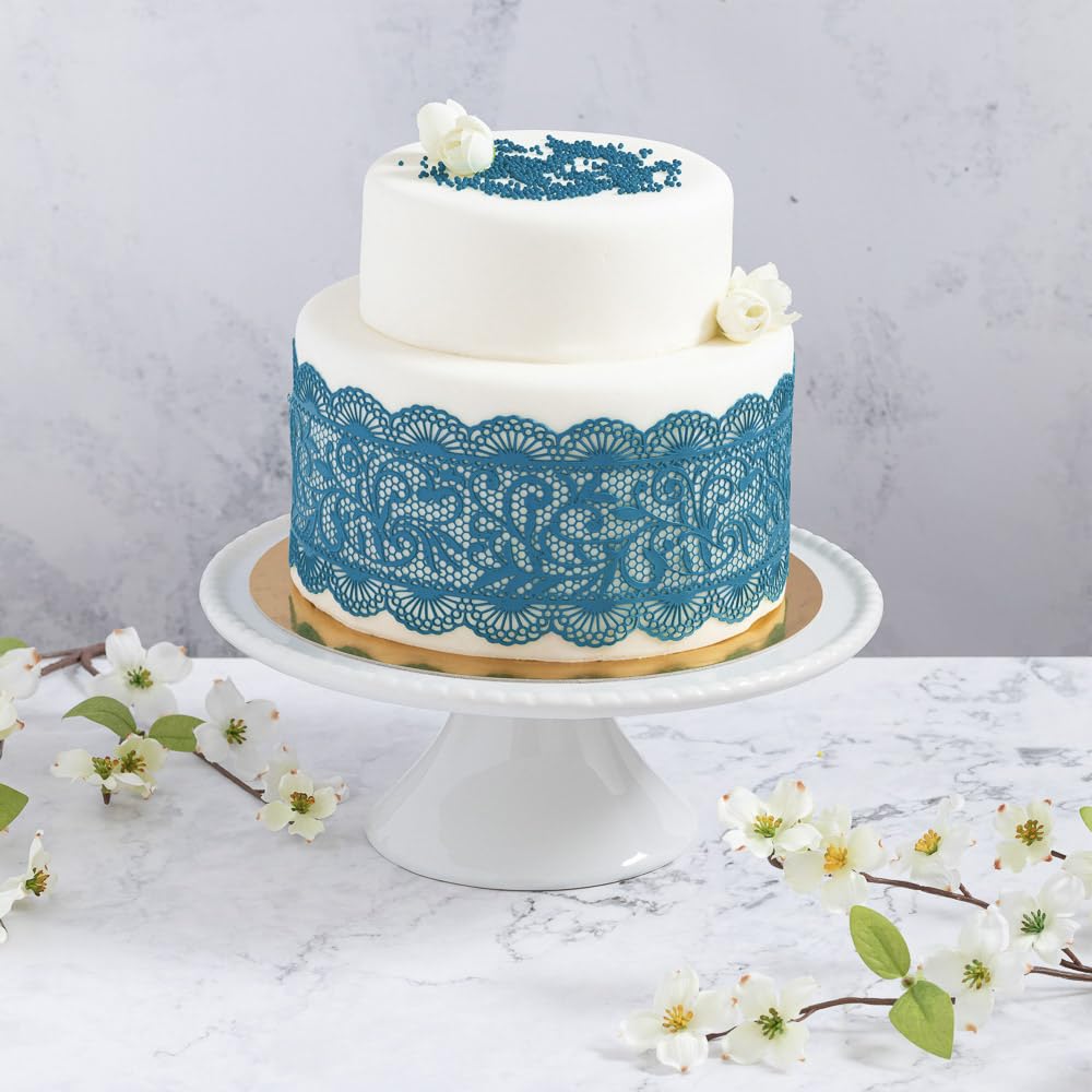 Amazon.com: Art-Sweet Premade Cake Lace - Ready to Use Edible Cake Lace  Decoration - Sugar Decorations for Cakes - Edible Ribbon - Incl.3 pieces  (Blue) : Grocery & Gourmet Food