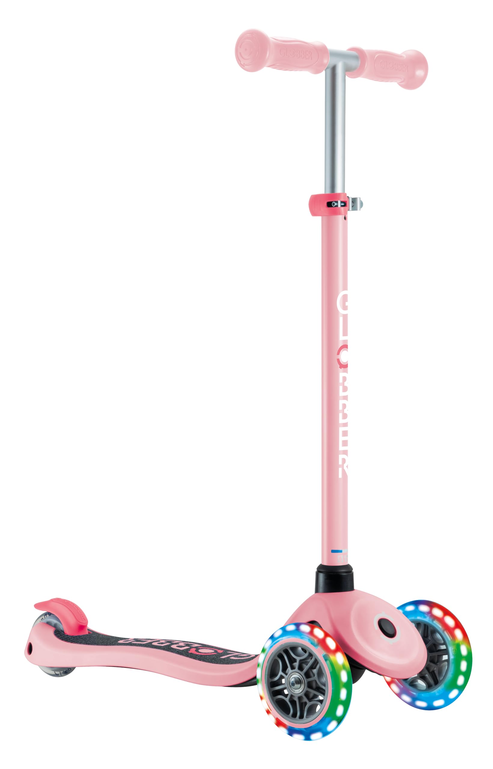 GLOBBER Primo Lights – Tretroller Kinder, 120/80 mm, ABEC 9, 3-rädrig, höhenverstellbar, LED-Leuchtrollen