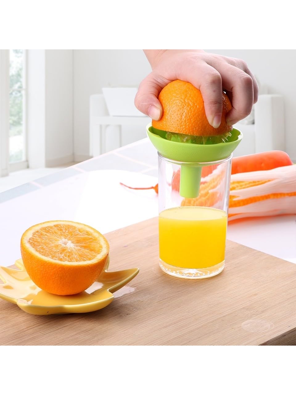 Arsimo 2'si 1 Arada Pratik Narenciye Sıkacağı, Hunili Limon Portakal Sıkma Aparatı, Yeşil ve Sarı