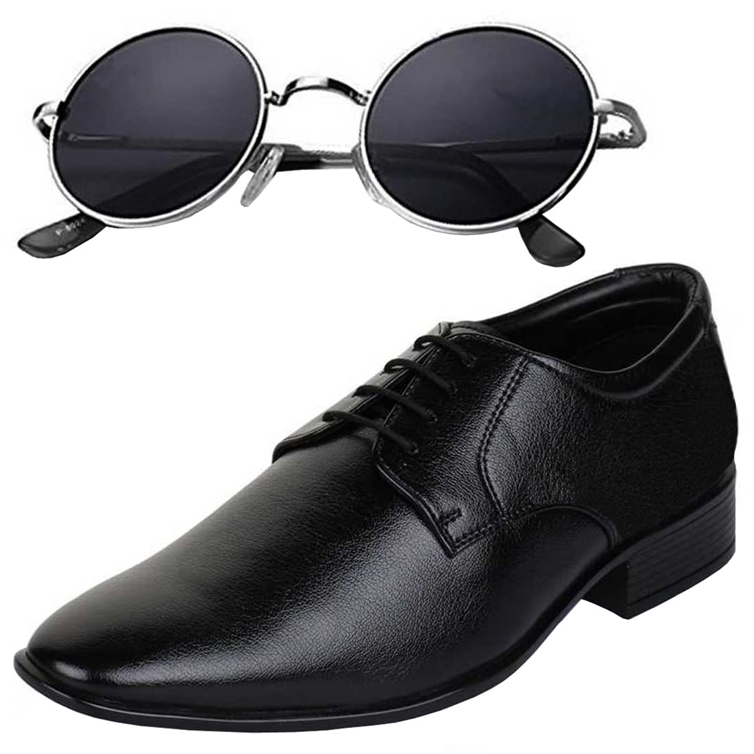 Stylish Men's Synthetic Leather Formal Shoes with Free Unisex Black Sunglasses/Office Shoes/Suit Shoes/Dress Shoes/Party Shoes-image-17