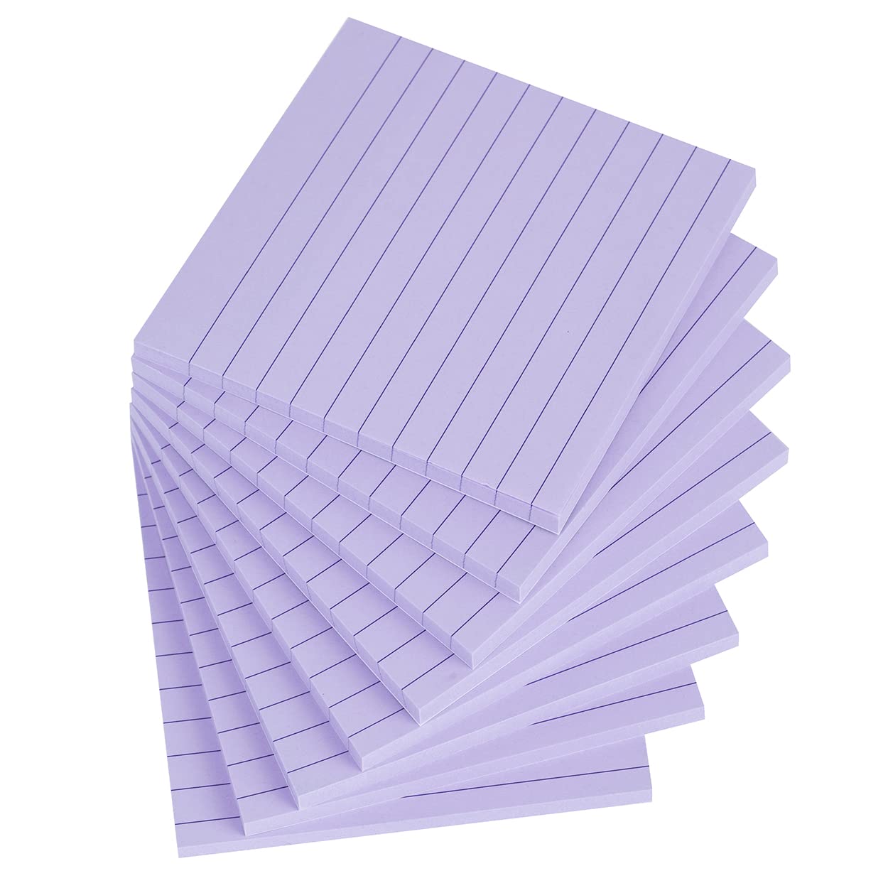 VanpadLined Sticky Notes 4x4 Inches, Light Purple Ruled Self-Stick Pads, Easy to Post for Home, Office, Notebook, 8 Pads/Pack
