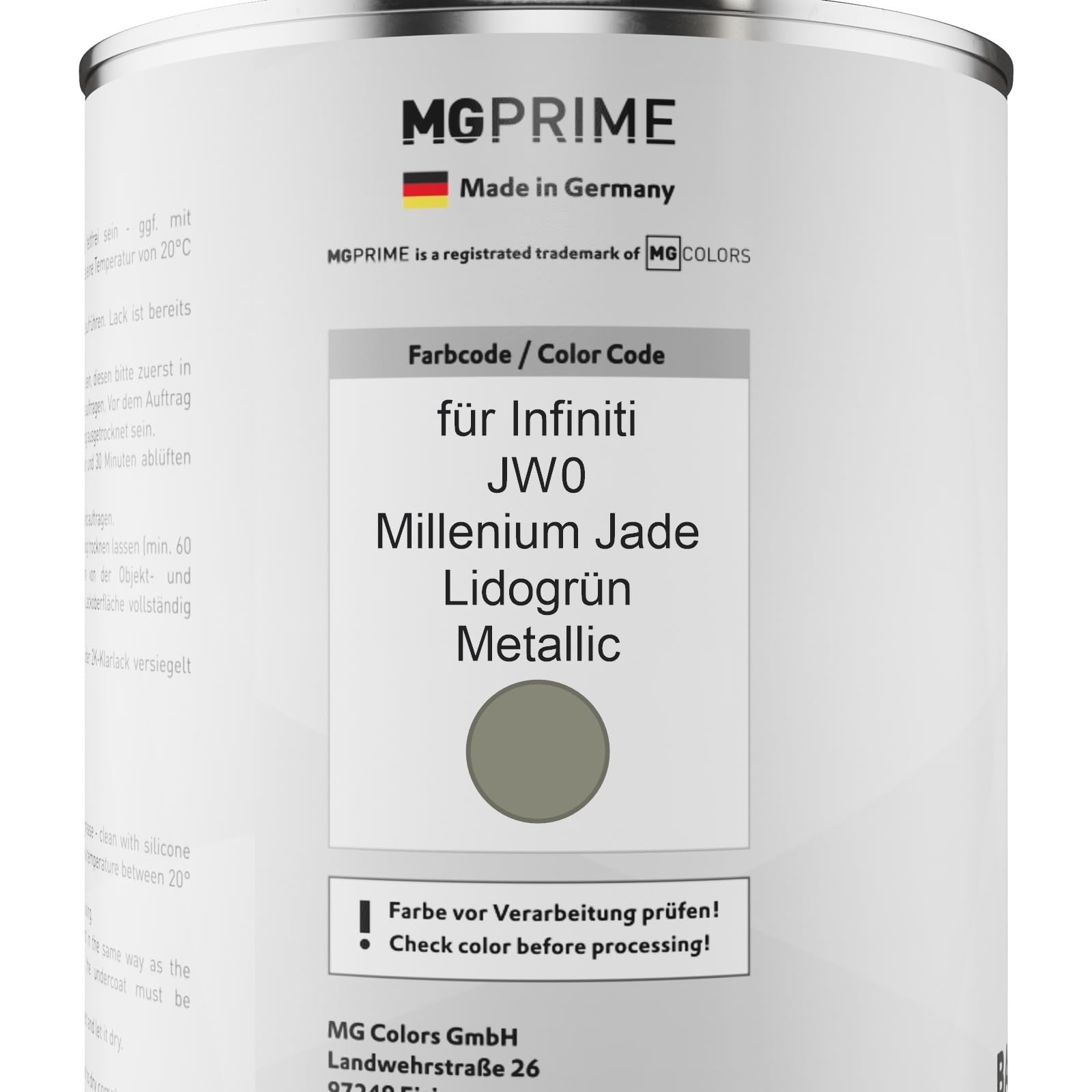 MG PRIME Kit pots de Peinture voiture pour Infiniti JW0 Millenium Jade 2,5L