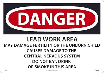 NMC D26RC National Marker Danger Sign -Lead Work Area 14 Inches x 20 Inches, Rigid Plastic