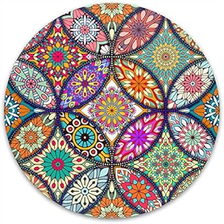 Atufsuat Mouse Pad, Premium-Textured Small Round Mousepad 7.9 x 7.9 Inch, Cute Mouse pad for Wireless Mouse, Waterproof Non-Slip Rubber Base Mouse Mat for Laptop PC Office Women Men, Pretty Mandala
