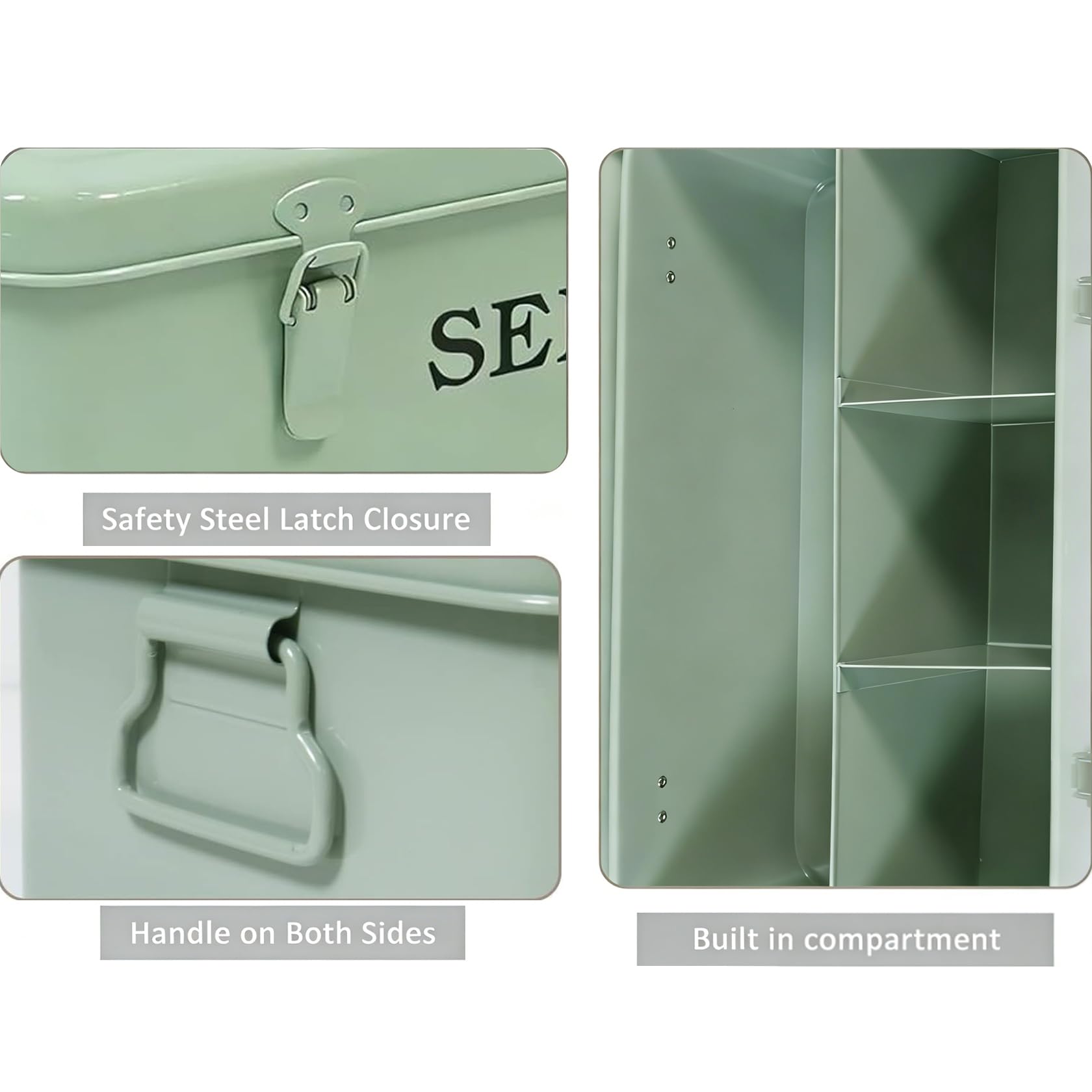 Boîte Graines Métal Verte 33 x 18 x 13 cm avec Étiquettes pour Jardin Box