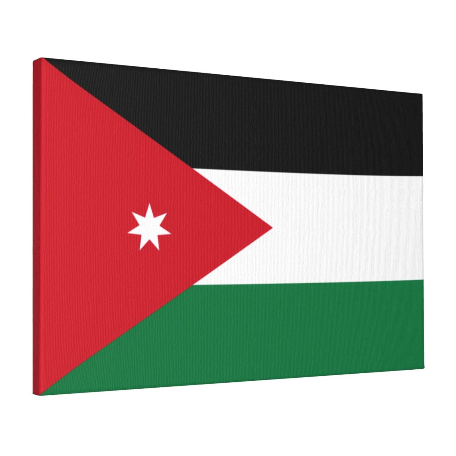 CNTDBU Jordanian flag Canvas Wall Art 16x24 Inch-Large Modern Painting Print for Living Room, Framed Ready to Hang Artwork for Bedroom