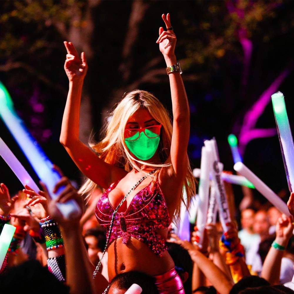 LED Rave Mask Light Up Mask Glowing 7 Colors Luminous ,USB Rechargeable for Costumes Party Christmas Halloween for Men Women Childs Face Mask: Clothing