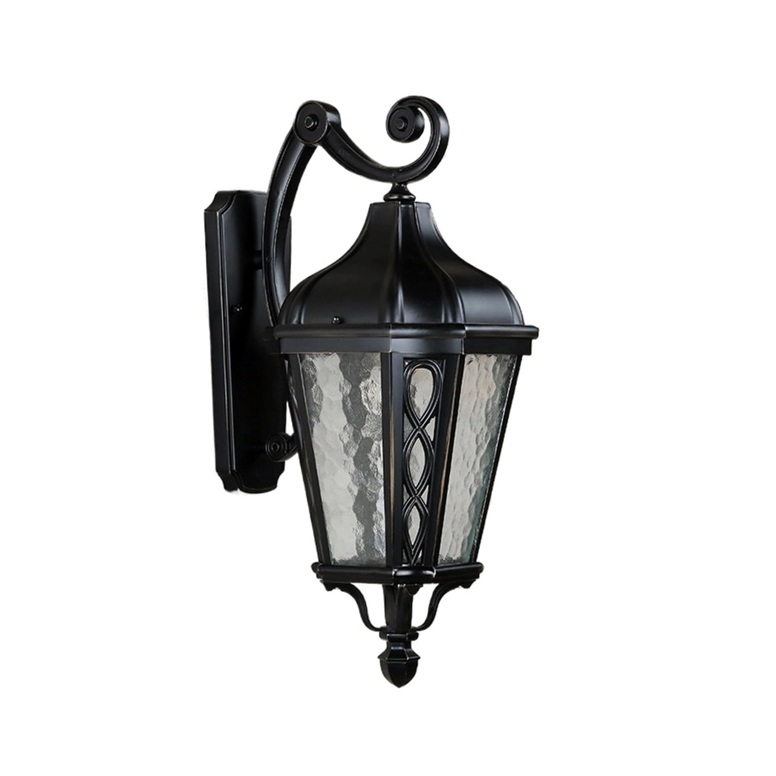 OZBMA Outdoor Wall Lantern, Vintage Black Exterior Sconce with Hammered Glass Shade, European Waterproof Lamp for Porch, Garden, Patio, Villa, Entryway, Courtyard Cottage