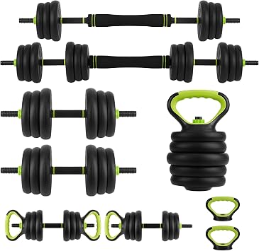 GarveeLife 44 LBS Adjustable Dumbbell Set with Iron Grip for Home Gym,4-in-1 Adjustable Weights as Barbell Set, Dumbbell Set,Kettlebells and Push-up