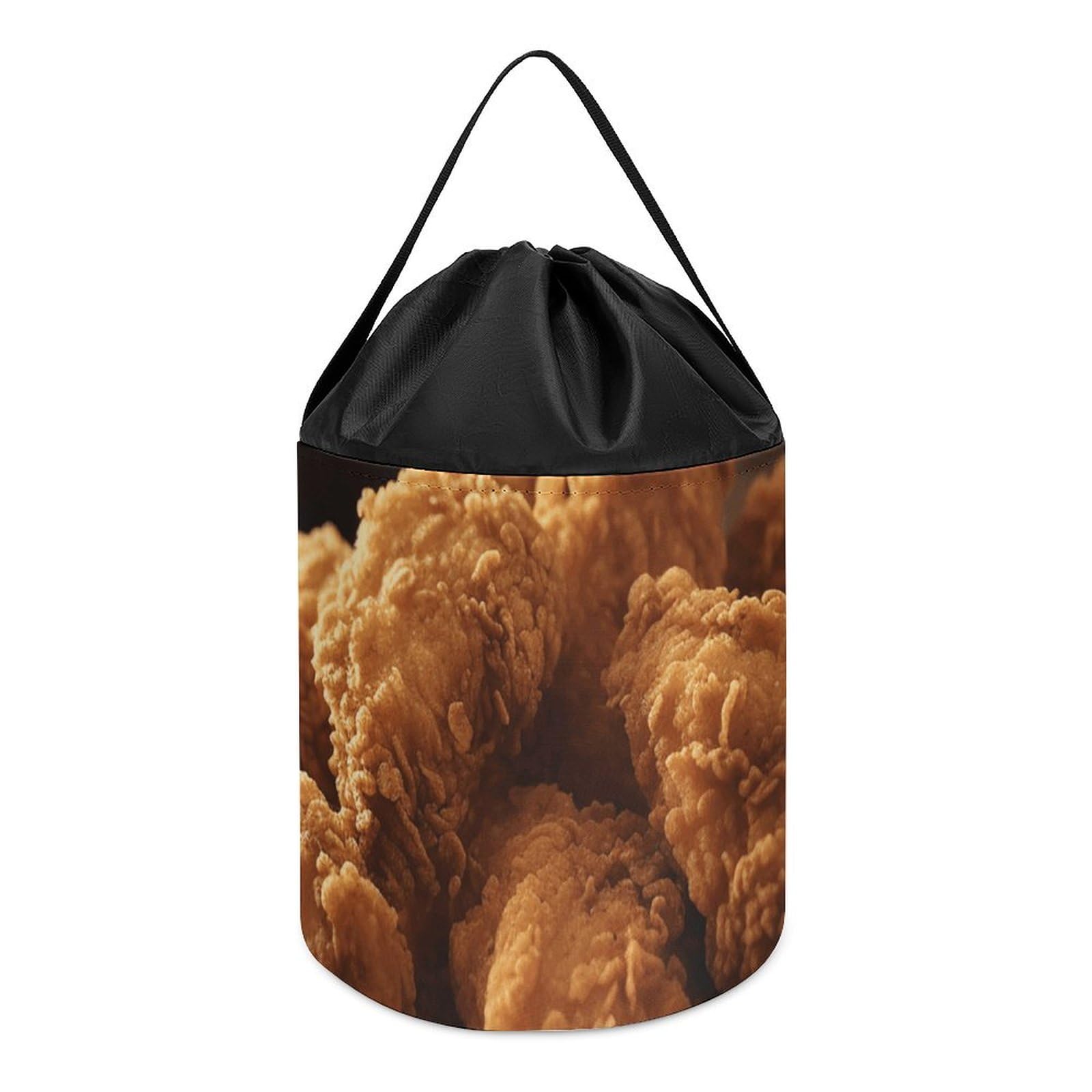 A Plate Of Fried Chicken Toy Storage Basket Reusable Drawstring Toy Bucket Bags Toy Hamper Round Toys Clothes Storage Basket for Playroom