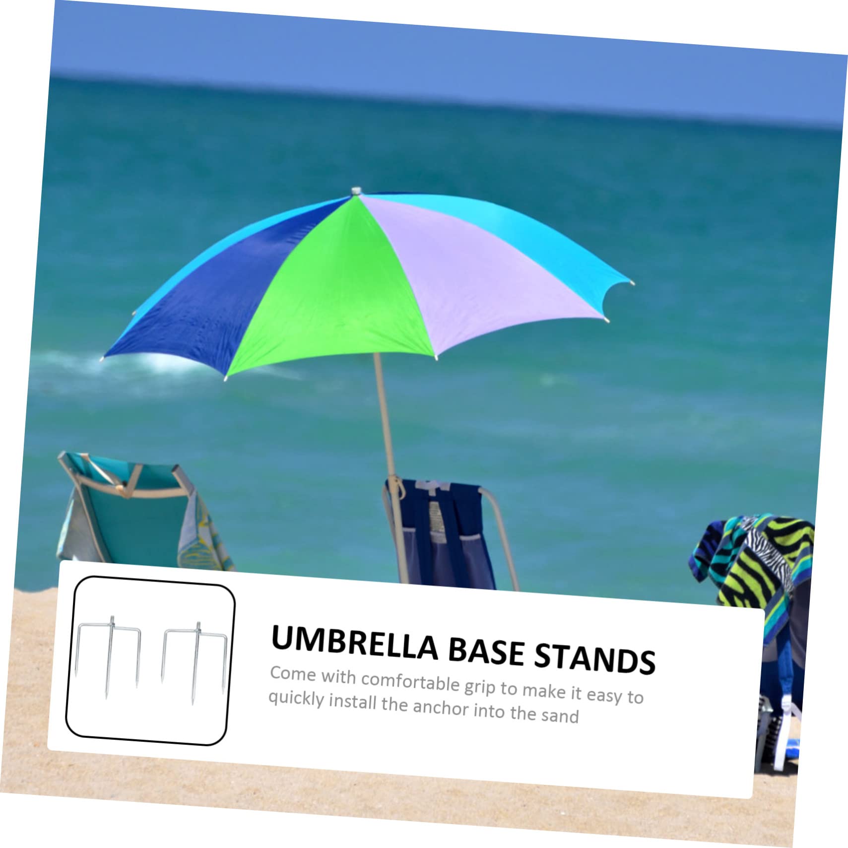UKCOCO Soportes de Acero para Paraguas de Playa, Ancla de Arena Base Triangular de 12 Mm, Fijador Estable para Sombrillas Grandes, Adecuado para Jardín y Exteriores, Resistente al Viento