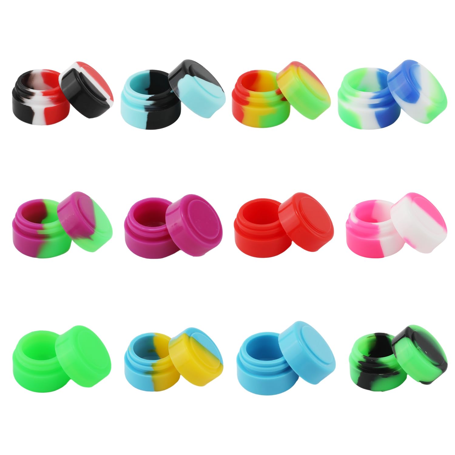 NQEUEPN 30pcs 5ml Mini Récipients en Silicone, Ronds Multicolores Pots de Stockage, Multi-Usage Pot Cosmétique Vide pour Faire Fondre la Cire, Aliments, Huiles Essentielles, Mini Travaux Manuels