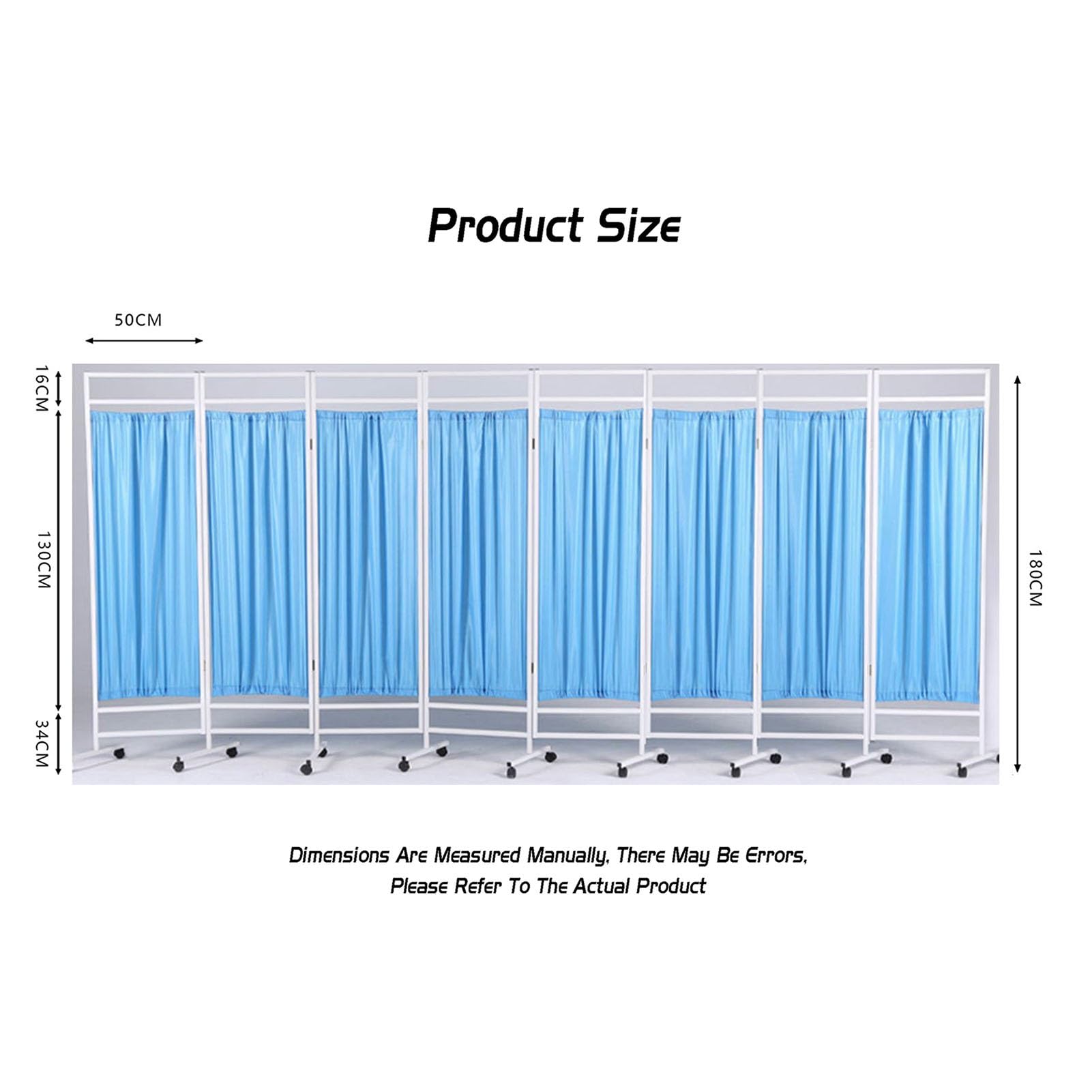 6Ft Medical Privacy Screen,3-8 Panels Mobile Privacy Screen,Folding Room Seperating Divider Temporary Fence with Wheels for Beauty Salons Clinic Office(Blue,8-Panel)