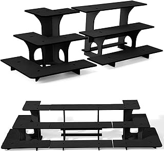 3 Pcs 3 Tiers Retail Table Display Stand Wooden Corner Display Rack Portable Shelf Rack for Retail Table Top, Counter Top, Craft Shows, Farmers Market, Trade Shows Small Products Display (Black)