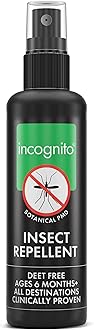 Incognito Insect Repellent Spray, 100ml - Natural DEET Free, Shields from Wide Range of Biting Insects. Clinically proven protection from Ticks & Dengue carrying mosquitoes, Organic Mosquito Repellent