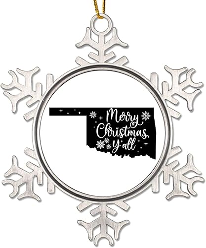 Miniatura 17 de South Dakota Xmas Tree Ornaments American State USA States Metal Snowflake Christmas Tree Hanging Ornament Merry Christmas Y’All Christmas South