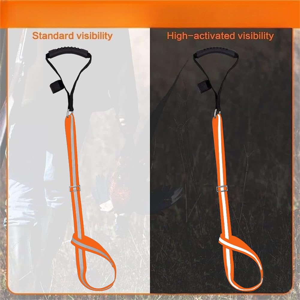 Arrastre y arnés de ciervo, correa de arrastre ajustable resistente para ciervos, con mango de agarre cómodo antideslizante, arrastre perfecto para ciervos rápido con rayas reflectantes, accesorios de