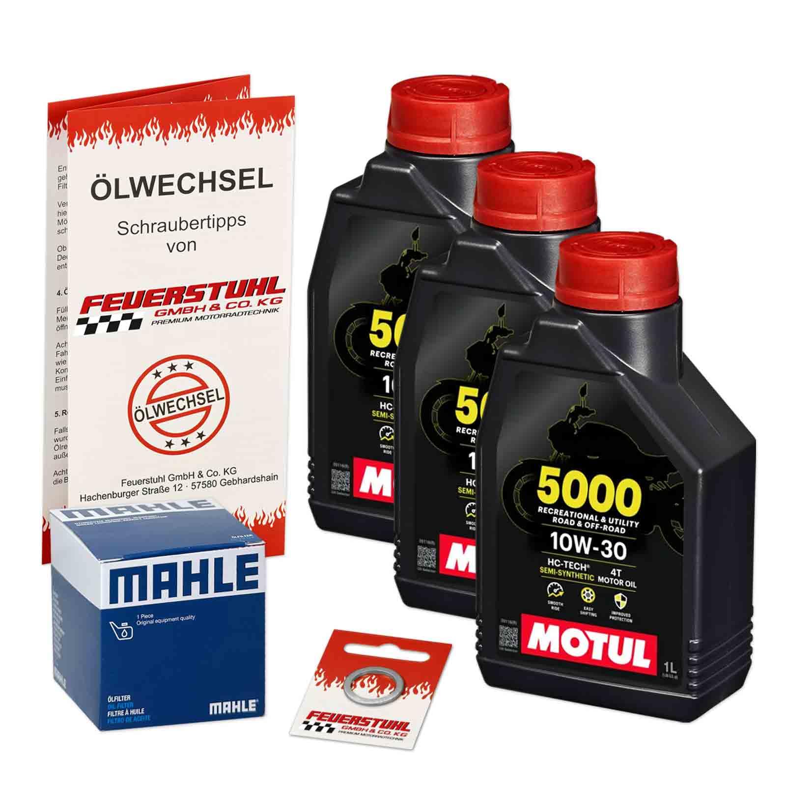 Öl & Ölfilter für Honda CBF 600, 2008-2013 (PC43), Ölwechsel Set 10W-30 Motoröl + Mahle Filter + Dichtring(e)