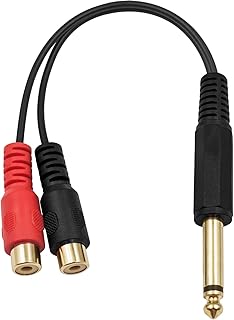 Poyiccot RCA to 1/4 inch Adapter, RCA Female to 6.35mm TS Mono Male Converter, RCA Y Splitter Adapter Audio Cable, RCA to 1/4" Audio Adapter for Mixer, Amp, Subwoofer, 20cm / 7.8inch