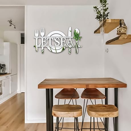 Doeean Let's Eat Wall Decor - Silver Lettering Wall Mirror Signs