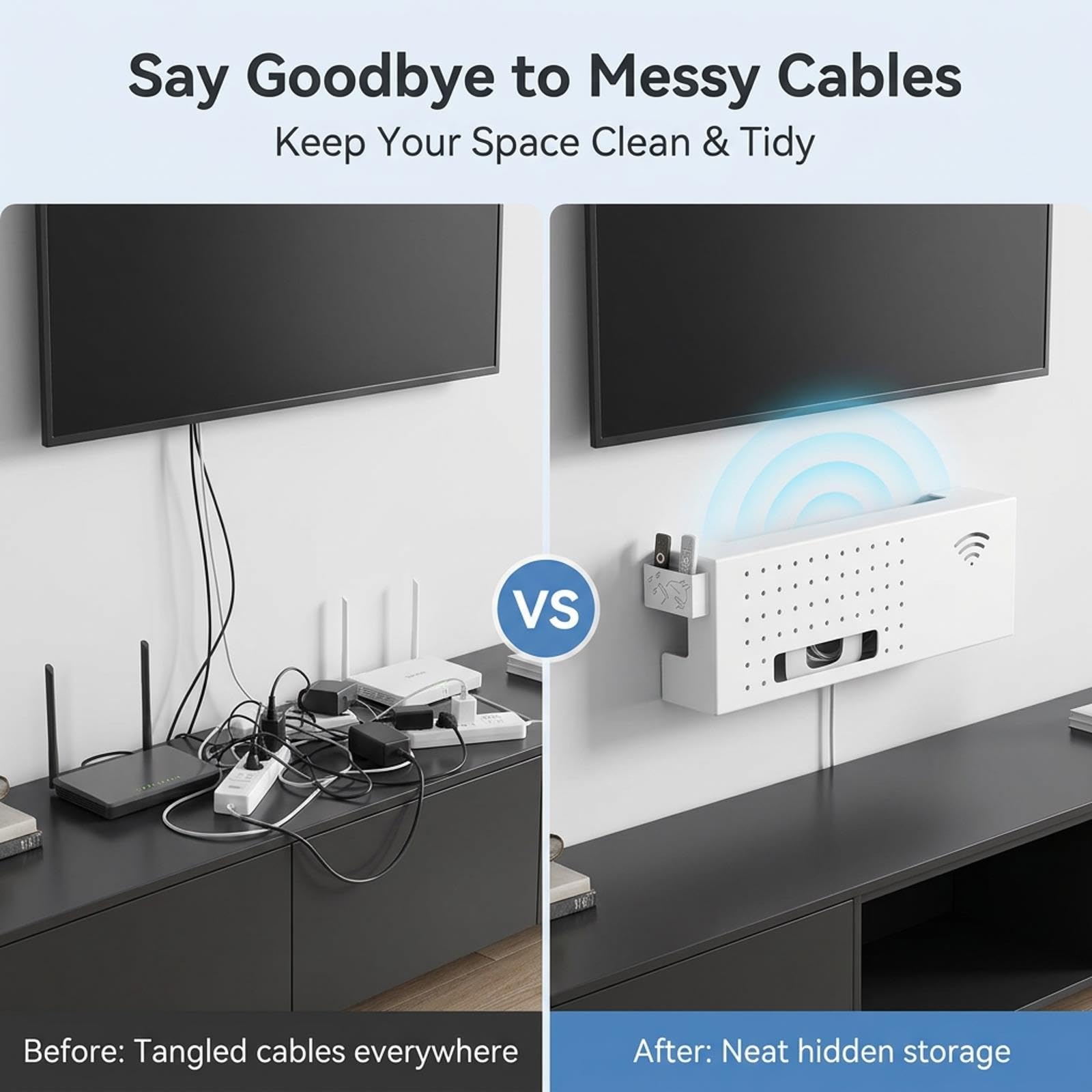 Organizador de pared para router, soporte para WiFi y caja de cables