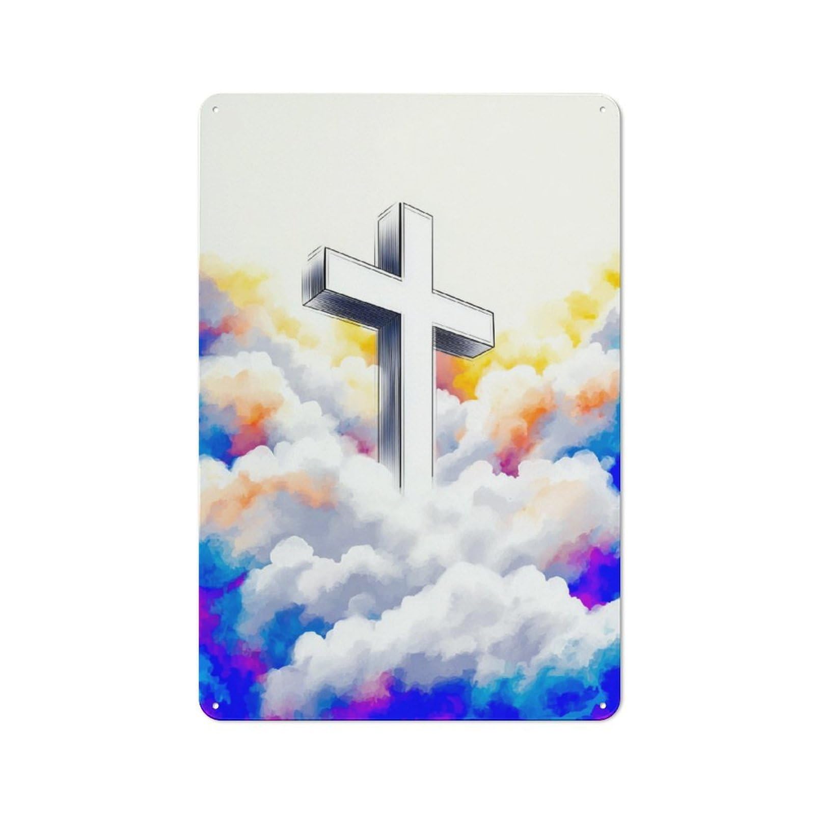 Junmoney Cross In The Sky Rustic Metal Plaque 30X20cm For Man Cave Or Games Room, A Decorative Christmas Gift For Man Cave Decor Fans