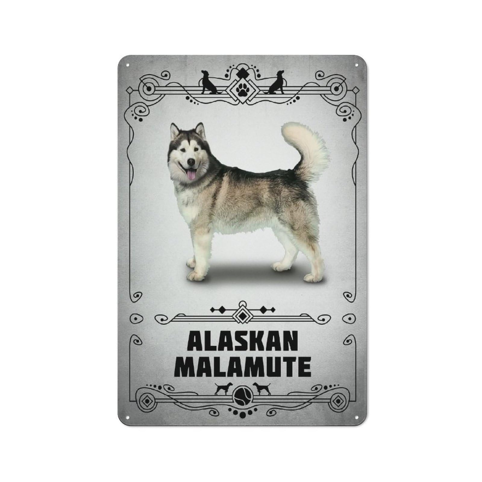 Junmoney Style-13 Alaskan Malamute Vintage Metal Wall Decor 30X20cm, Garden Room Metal Sign For Patio Bar, Workshop, Shed Or Kitchen